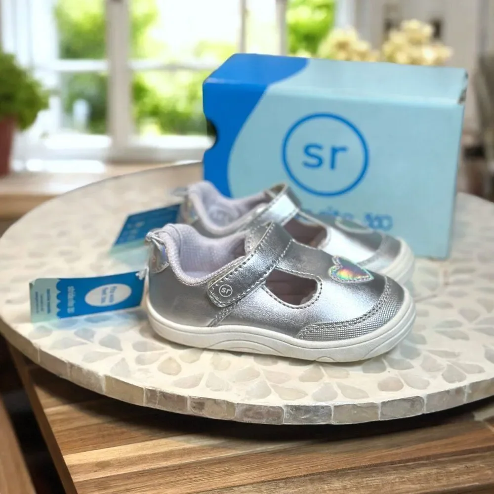 Stride Rite Mariella First Walker Mary Jane Toddler Baby Size 6 Silver TG000305